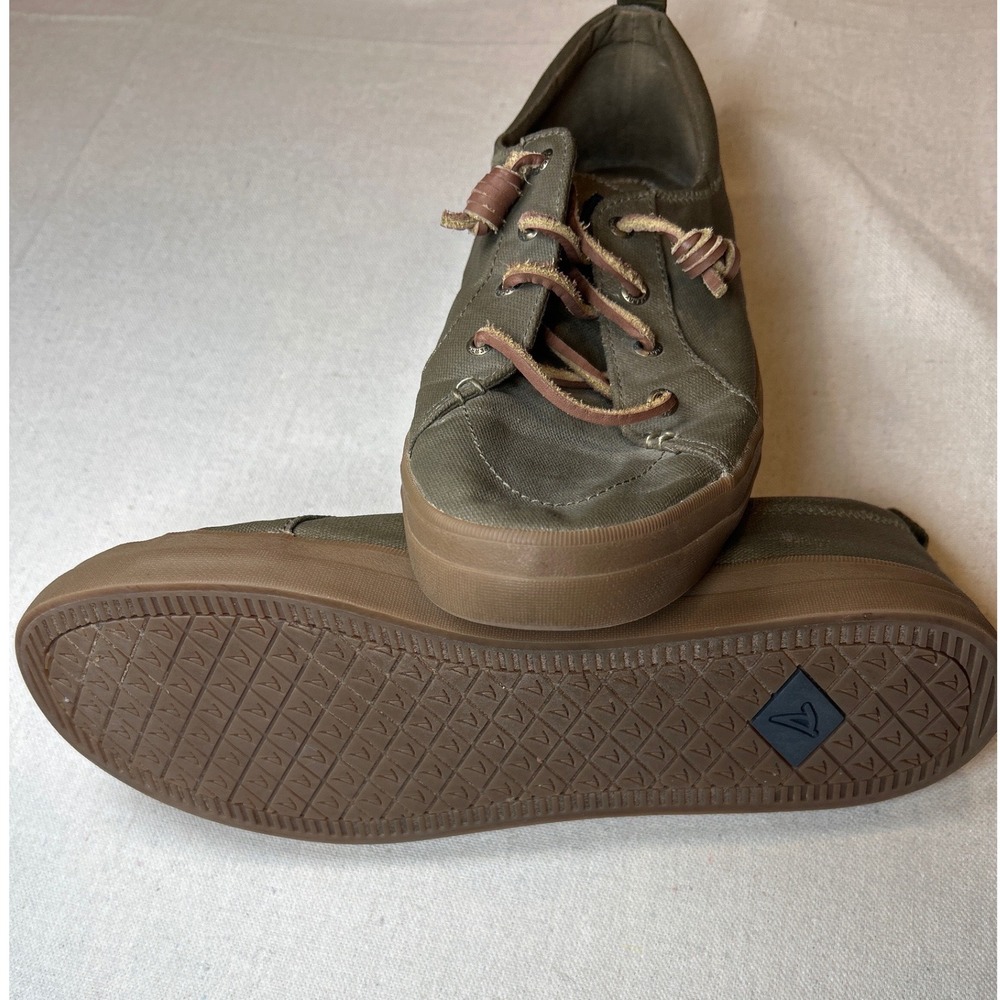 Sperry Crest Vibe Womens 11M Olive Green Canvas Sneakers STS99504 Rawhide Laces - Picture 6 of 8
